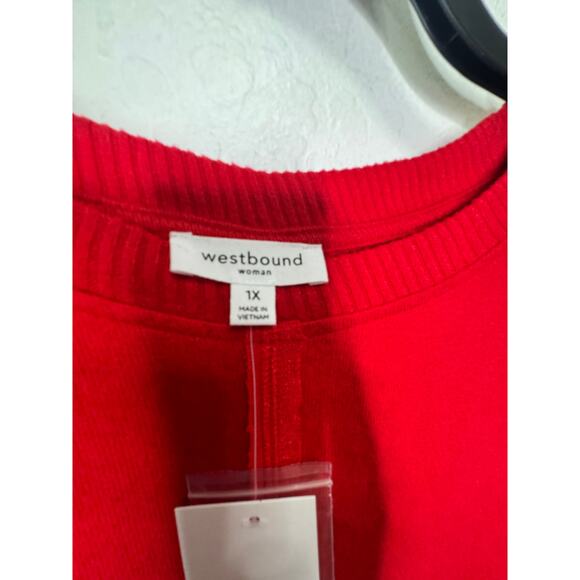 Westbound Womens Red Long Sleeve Sweater Tunic Size 1X Button Detail NEW - Picture 5 of 5